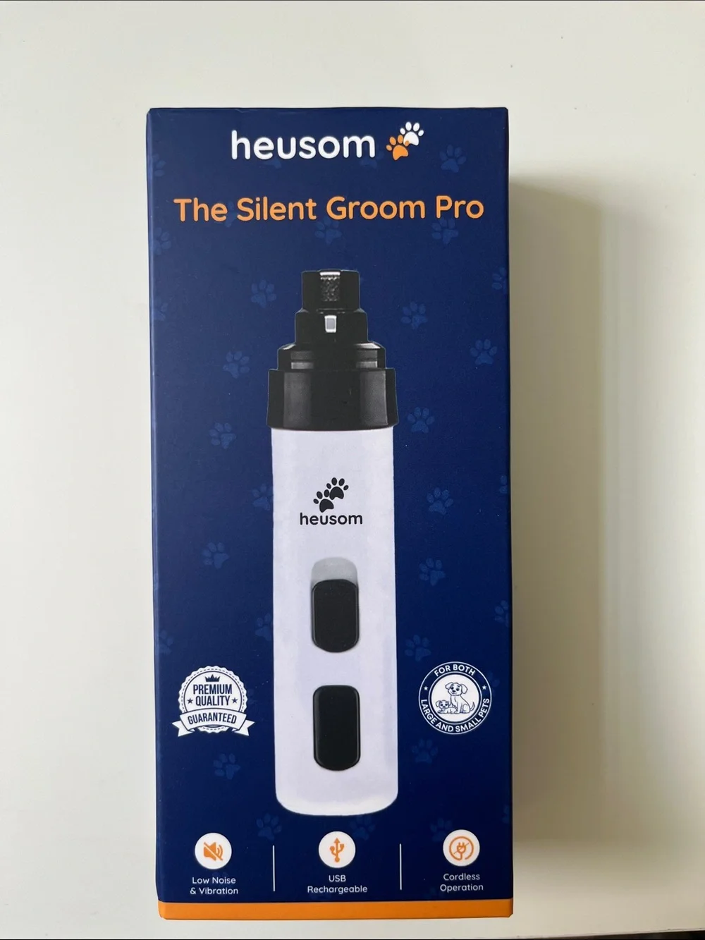 Heusom White Silent Groom Pro Nail Grinder & Trimmer for Men Grooming